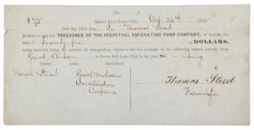 Promissory Note For The Perpetual Emigrating Fund Company