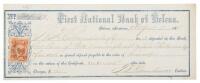 First National Bank of Helena Certificate of Deposit for Gold Dust