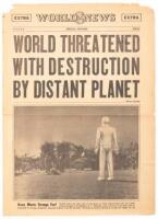 Original fantasy “newspaper”, headlined “WORLD THREATENED WITH DESTRUCTION BY DISTANT PLANET” - rare promotional handout for the now-classic Science Fiction film, “The Day The Earth Stood Still.”