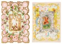 Collection of Victorian era Valentines, many with decorative lace