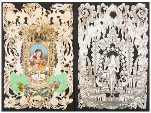 Collection of Victorian lace-type Valentines and illustrated trade cards