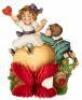 Collection of Victorian/Edwardian era Valentines with "beehive" folding paper elements - 3