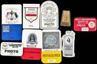 Collection of press and media badges for golf tournaments