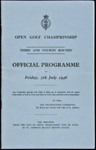 Open Golf Championship, Third and Fourth Rounds, Official Programme for Friday, 5th July 1946