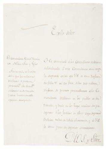 Letter signed by Rafael Gonzales as Governor of Texas and Nuevo Leon
