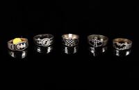 Lot of Ten DC Character Rings: Five Sterling Silver and Five Limited Edition Green Lantern Versions