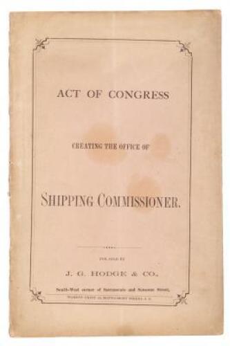 Act of Congress Creating the Office of Shipping Commissioner