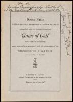 Some Facts, Reflections, and Personal Reminiscences connected with the introduction of the Game of Golf into the United States more especially as associated with the formation of the Shinnecock Hills Golf Club (Incorporated September 22, 1891)