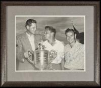 Photograph of Walter Burkemo, Horton Smith, and Felice Torza - signed by Burkemo