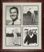 Photographs of Jimmy Demaret, Byron Nelson, and Ben Hogan, each signed and framed with a photograph of Warren Orlick