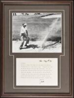 Photograph of Jack Fleck, signed and framed with letter from Fleck