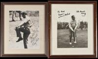 Collection of seven framed photographs, some signed, of notable golfers - all from the collection of Warren Orlick