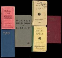 Six booklets containing the Rules of the Game of Golf, from the 1910s