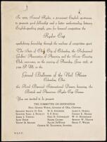 Third Biennial International Dinner, honoring the British and American Ryder Cup Teams - dinner invitation