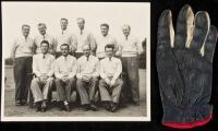 Lloyd Mangrum's glove, plus a photograph of the 1953 American Ryder Cup Team