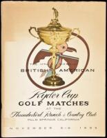 The 11th Biennial British American Ryder Cup Golf Matches at the Thunderbird Ranch & Country Club, Palm Springs, California, November 5-6, 1955. [Official Program]