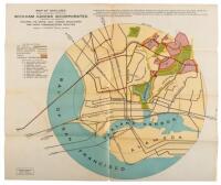 Map of Oakland, California, showing the residence properties of Wickham Havens Incorporated, in relation to the center of Oakland, its parks, lake, harbor, boulevards and rapid transportation facilities