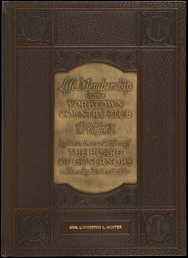 Yorktown Country Club invitation for life membership in the club