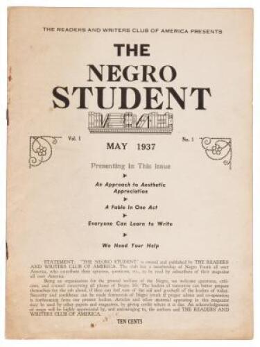 The Negro Student, Volume 1, No. 1, May 1937