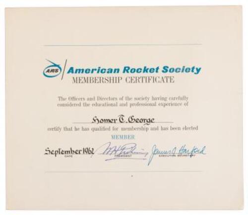 American Rocket Society Membership Certificate