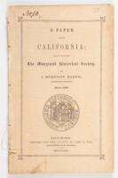 A Paper upon California; Read Before the Maryland Historical Society