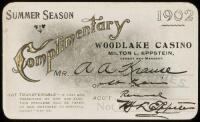 Pass for the Woodlake Casino, Summer Season 1902