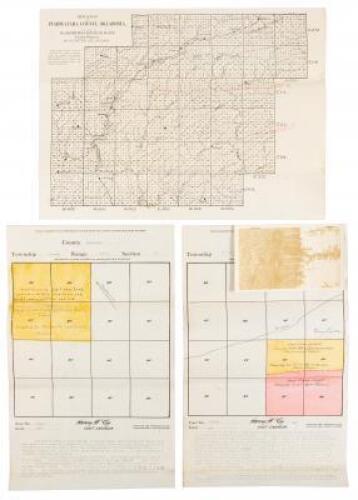 Map of Pushmataha County, Oklahoma, + two plats of land for sale and photograph of an offering