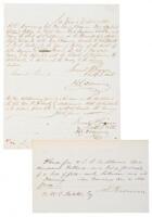 Two manuscript documents pertaining to a bet between Samuel Brannan and H.C. Downing on the outcome of the 1868 Presidential election, one of them signed by Brannan