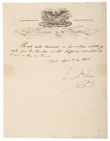 Pass for Prussian Minister Seiffart, Issued September 2, 1847