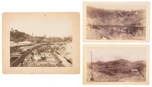 Three photographs of Nevada County mining camps