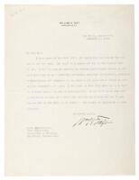 Typed Letter Signed by William H. Taft, to Professor Max Farrand of Yale University's Department of History