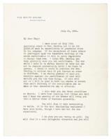 Typed Letter Signed by Warren G. Harding on White House stationery, to O.S. Rapp of The Prendergast Company