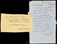 Autograph Letter, signed, to Francois Legros declining collaboration