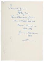 Autograph of J.H. Taylor listing his many championships