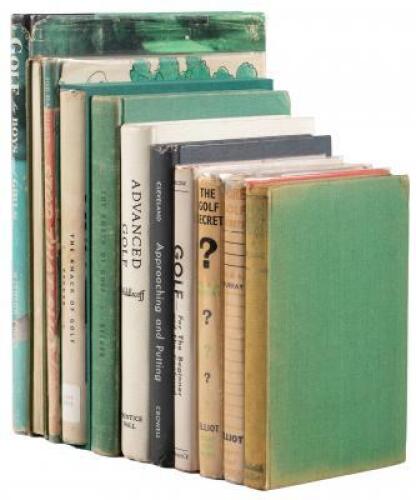 Shelf of instructional golf books from the 1950s