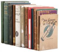 Shelf of instructional golf books from the 1920s