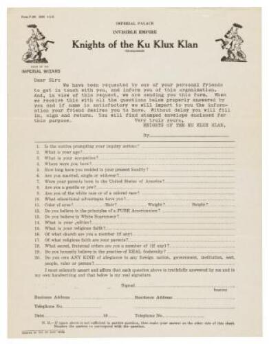 Knights of the Ku Klux Klan (Incorporated) - Form P-206 150 M 8-2-21