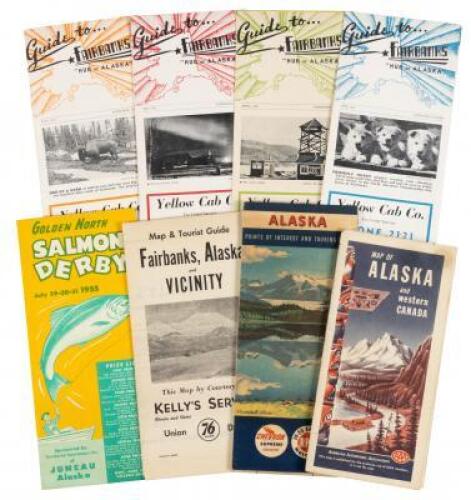 Lot of Alaskan touring maps, tourist brochures, and promotional ephemera from 1955