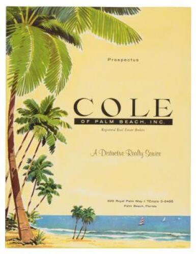 Real estate brochure offering property for sale by Cole of Palm Beach, Inc., in Palm Beach and Martin counties, Florida, with folding map