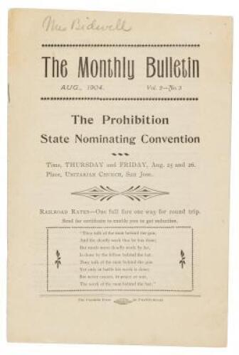The Monthly Bulletin... The Prohibition State Nominating Convention