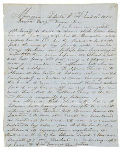 Autograph Letter Signed from a freed slave who became a missionary emigrant to Liberia