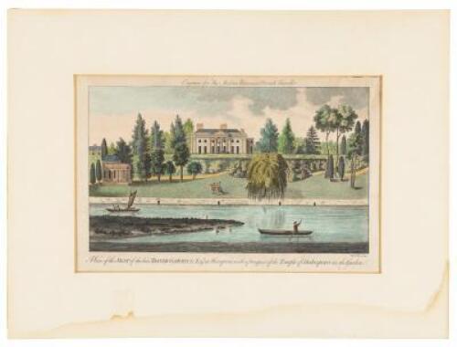 A View of the Seat of the late David Garrick Esq. at Hampton, with a prospect of the Temple of Shakespeare in the Garden - a plate from The Modern Universal British Traveler