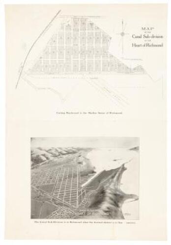 Map of the Canal Sub-division of the Heart of Richmond [on sheet with bird's-eye view of the Canal subdivision]