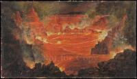 Original oil painting of the crater of Kilauea volcano on the island of Hawaii