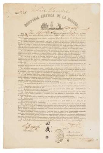Contract of a Chinese slave/indentured servant in Cuba, in Spanish and Chinese