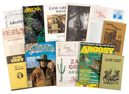 Box of Zane Grey collector magazines, newsletters, bulletins and ephemera from the collection of western writer Samuel A. Peeples