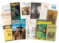 Box of Zane Grey collector magazines, newsletters, bulletins and ephemera from the collection of western writer Samuel A. Peeples