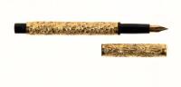 Gold-Filled Fountain Pen, Large Size, Highly-Repouss&eacute; Floral Overlay, Rare