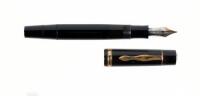 No. 136 Black Hard Rubber "Short Window" Piston-Filler Fountain Pen, Original Box