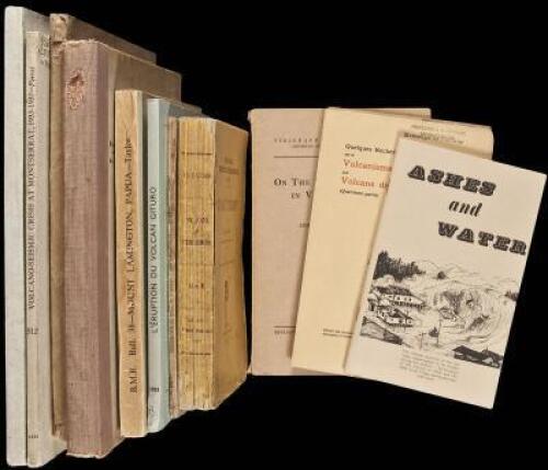 Approximately eighty wrapper-bound works or extracts from reports about volcanoes